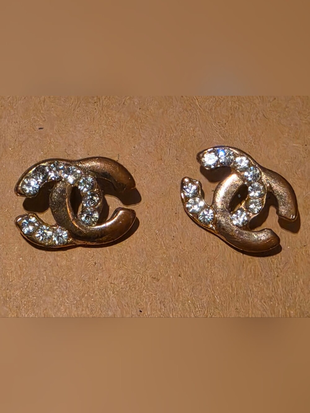 EUC Aesthetic Rhinestone Double C Studs
